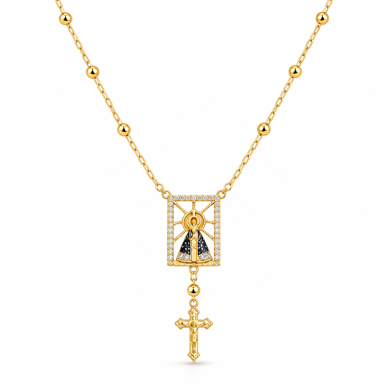 Gargantilha Nossa Senhora Aparecida com Crucifixo