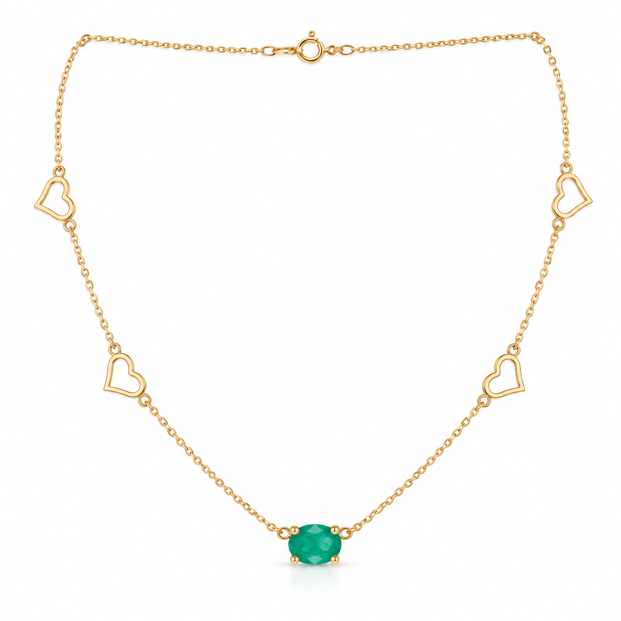 Colar heart pedras preciosas